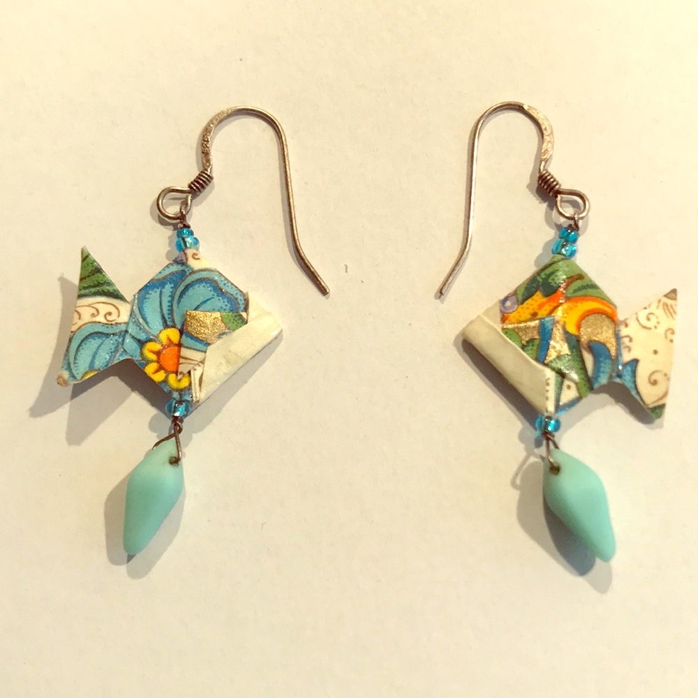 Origami fish earrings. Hardly worn.